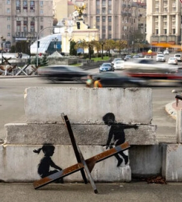 Бенксі підтвердив, що створив в Україні сім муралів. ФОТО
