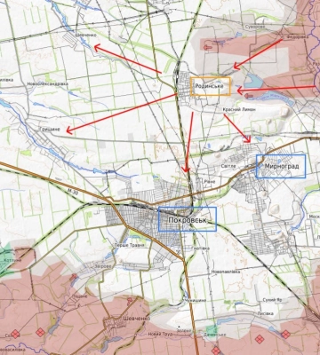 DeepState: в районі Покровська росіяни зосередилися на Родинському, аби зайти в Мирноград і Покровськ