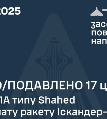 Сили ППО знешкодили 16 БПЛА та одну ракету &quot;Іскандер-К&quot;, якими РФ атакувала Україну