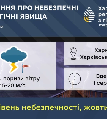 Погода у Харкові на сьогодні, 11 серпня