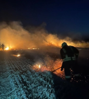 Вогонь на полях: на Волині рятувальники гасили дві пожежі стерні за вечір