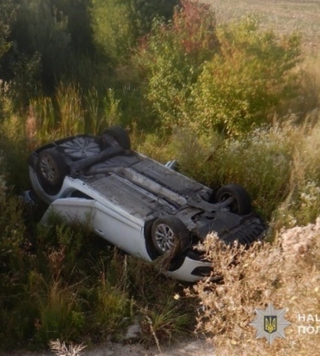 На Львівщині полтавець на Renault Megan виїхав на узбіччя та перекинувся