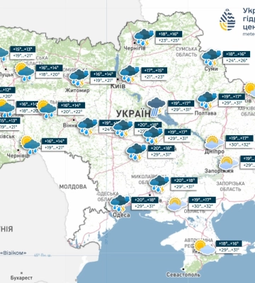 В Україні найближчими днями дощі, грози, в окремих районах – град і шквали