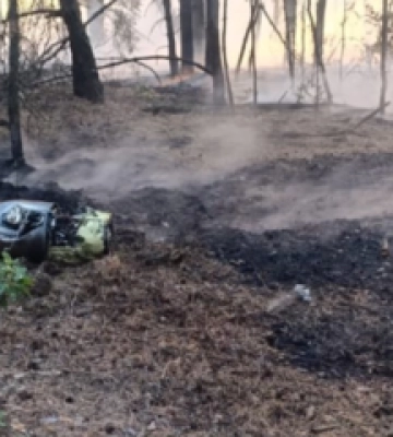 Унаслідок падіння збитої ракети на Полтавщині у лісі спалахнула пожежа 