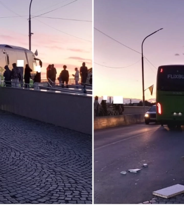 У центрі Мукачева туристичний автобус пошкодив комунальне майно