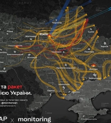 Нічна атака на Україну: орієнтовний маршрут російських ракет і БпЛА