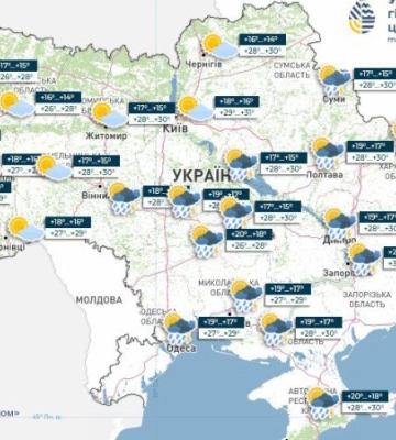 У центрі і на сході України в понеділок пройдуть короткочасні дощі