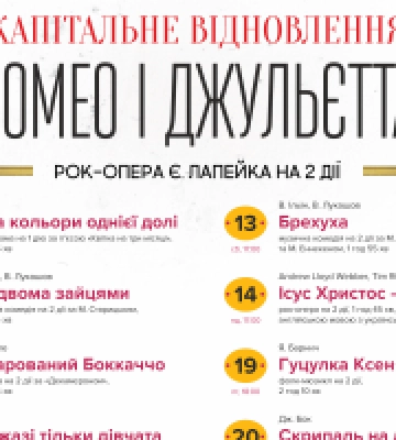 Репертуар вересня* Одеський академічний театр музичної комедії ім. М. Водяного