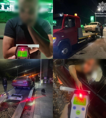 Автівки на арештмайданчику, водії — з протоколами: патрульні затримали на дорогах п&#039;яних