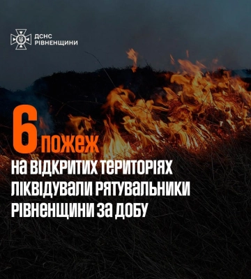 Рятувальники Волині приборкали вісім пожеж протягом доби (Фото)