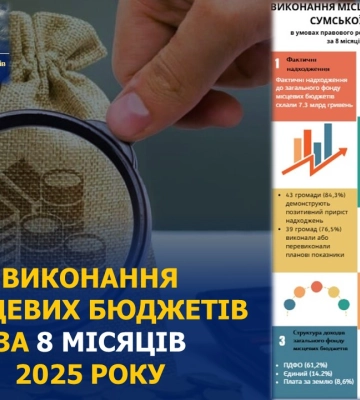 Місцеві бюджети Сумщини отримали більше 7 млрд грн з початку року