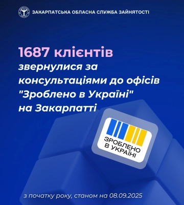 1687 клієнтів звернулися за консультаціями до офісів «Зроблено в Україні» на Закарпатті з початку року
