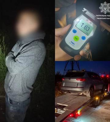 У Рівному зупинили водія з 1,63 проміле алкоголю