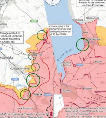 ЗСУ просунулися поблизу Часового Яру, росіяни – на 2 напрямках: огляд фронту і карти від ISW