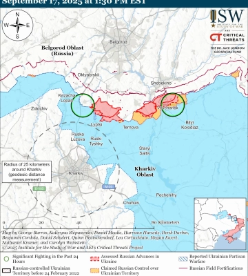 ISW: ЗС РФ стверджують, що просунулися у Вовчанську та біля Великого Бурлука