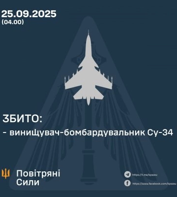 25 вересня збито ворожий СУ-34