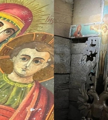 На дзвіниці храму на Волині знайшли процесійний хрест ХІХ та образ Казанської ікони Божої Матері ХХ століть