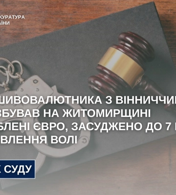На Житомирщині молодика з Вінниччини засуджено за збут фальшивої валюти, - прокуратура