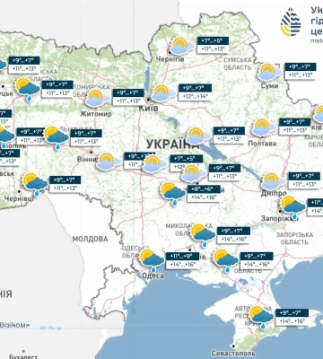 В воскресенье на западе и юге Украины пройдут дожди