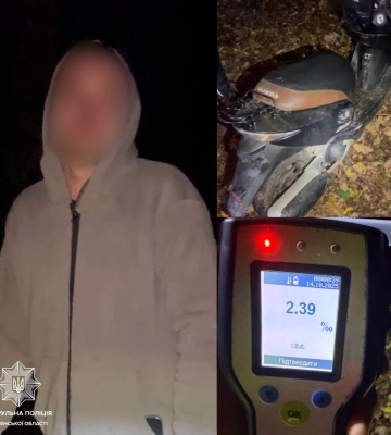 На Дубенщині патрульні вдруге за рік виявили нетверезого водія скутера