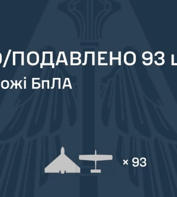 ППО знешкодила 93 російські дрони, 32 БпЛА влучили, атака триває