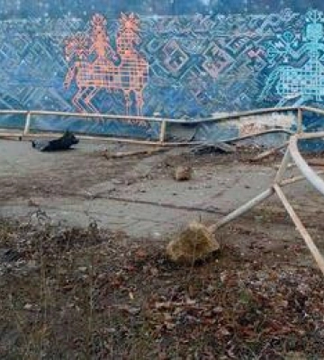 У Полтаві на вулиці Сковороди кермувальник протаранив паркан та вїхав в паркан з муралом