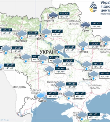 У вівторок в Україні дощитиме, надалі – без опадів