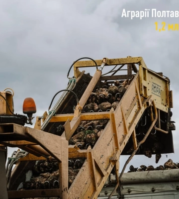 Майже 1,2 млн тонн буряка зібрали сільгоспвиробники Полтавської області