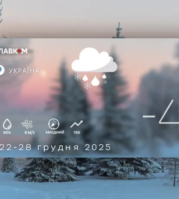 Прогноз погоди на тиждень 22–28 грудня 2025 року