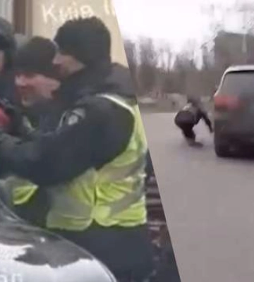 Огнетушителем по машине: полиция Киева показала видео, почему применила силу против водителя