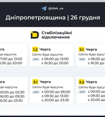Світло по годинах: графіки відключень для Дніпра та області