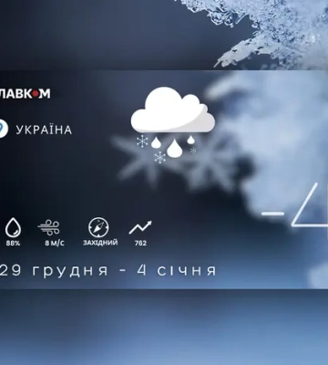 Прогноз погоди на тиждень 29 грудня 2025 – 4 січня 2026 року