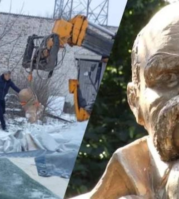 "Ленин – Тарас Шевченко": на Житомирщине перевезли эксклюзивный памятник в музей
