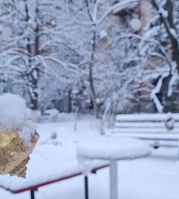 Киев за ночь замело снегом