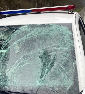 Двоє поліцейських постраждали внаслідок падіння льодової брили на авто біля Дубна