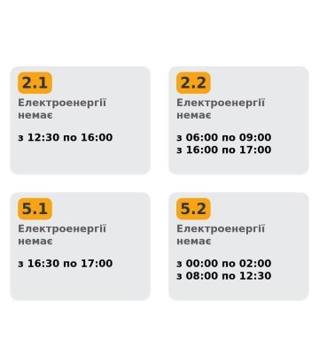 Оновлений оптимістичний графік відключення світла на Львівщині 6 січня, на Водохреще