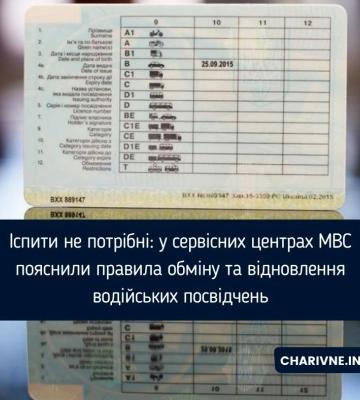 Іспити не потрібні: у сервісних центрах МВС пояснили правила обміну та відновлення водійських посвідчень