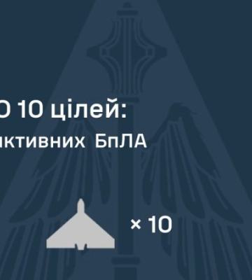 Сили ППО збили 10 реактивних БпЛА ворога