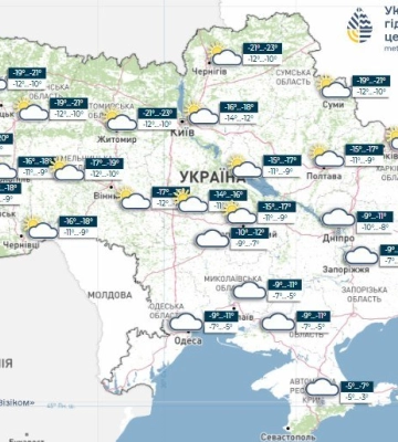 В Україні мінлива хмарність та невеликий сніг – погода на 17 січня 2026