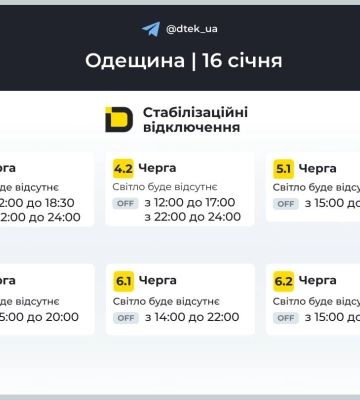 Частина Одещини повертається до прогнозованих графіків відключень