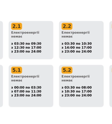 Графіки відключення світла на 16 січня