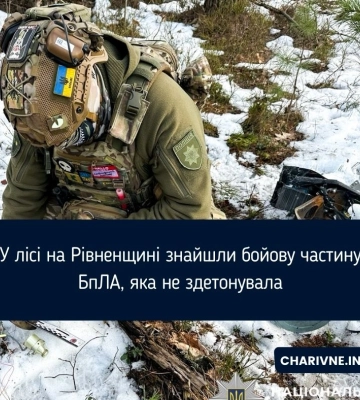 У лісі на Рівненщині знайшли бойову частину БпЛА, яка не здетонувала