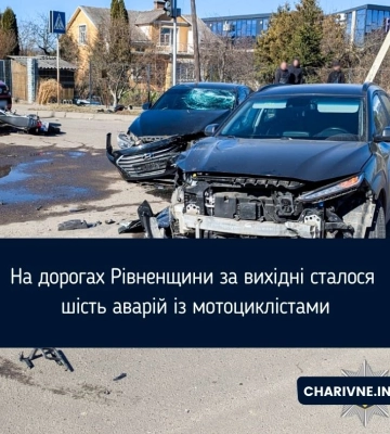 На дорогах Рівненщини за вихідні сталося шість аварій із мотоциклістами