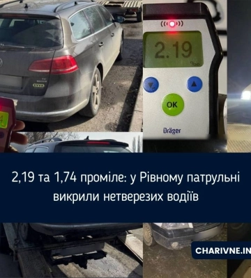 2,19 та 1,74 проміле: у Рівному патрульні викрили нетверезих водіїв