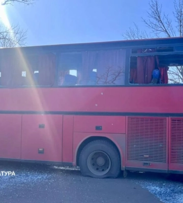 Російські війська вдарили по рейсовому автобусу «Харків – Великий Бурлук»