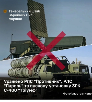 Сили оборони уразили в Криму пускову установку  ЗРК С-400 «Тріумф» та дві РЛС