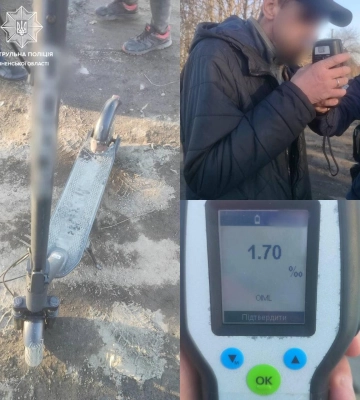 У Сарнах чоловік керував електросамокатом напідпитку – тест показав 1,70 проміле
