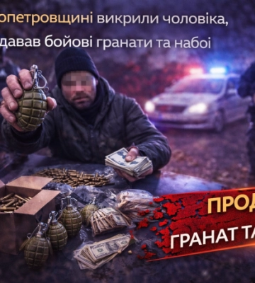 На Дніпропетровщині викрили чоловіка, який продавав бойові гранати та набої