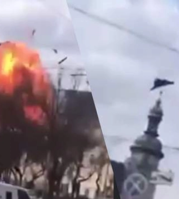 Момент прилета "Шахеда" в центр Львова