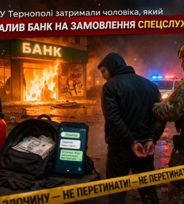 У Тернополі затримали чоловіка, який підпалив банк на замовлення спецслужб рф
